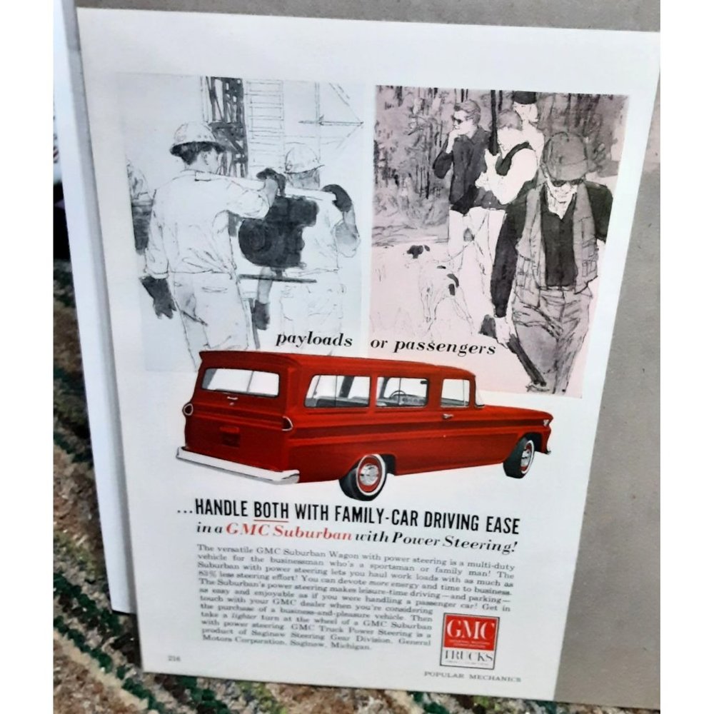 1963 GMC Suburban Wagon GM Print Ad vintage 60s